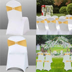 Spandex Gold Chair Sashes Bows 50 PCS Stretch Chair Cover Band - Image 5