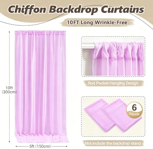 30ft x 10ft Pink Backdrop Curtains, Wrinkle-Free Sheer Chiffon Fabric Photo Backdrop Drapes for Wedding Arch Party Ceremony Stage Photography Decorations - Image 2
