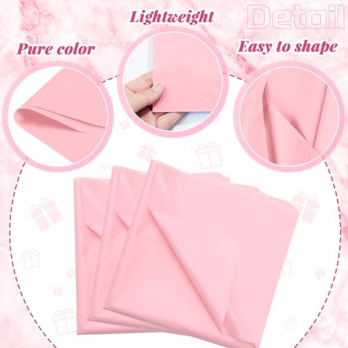 500 Sheets Blush Pink Tissue Paper Bulk 20 x 20 Inch for Fall Wedding Gifts - Image 2