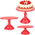 3 PCS Red Round Cake Stand Set, Multi Size Metal Cupcake Holders Stand for Birthday Wedding Banquets, Pastry Display Holders for Holiday Party Dessert Display Table Decor (8"/10"/12" Plate) by NIANDAIJING