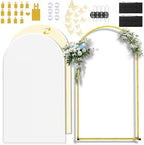 7.2FT Wedding Arch Backdrop Stand and Cover ,Double-Color Spandex Fitted Arch Covers Round Top Balloon Arched Frame for Wedding/Baby Shower/Birthday/Party/Graduation /Indoor Outdoor Use (White +Ivory by LIFENCE