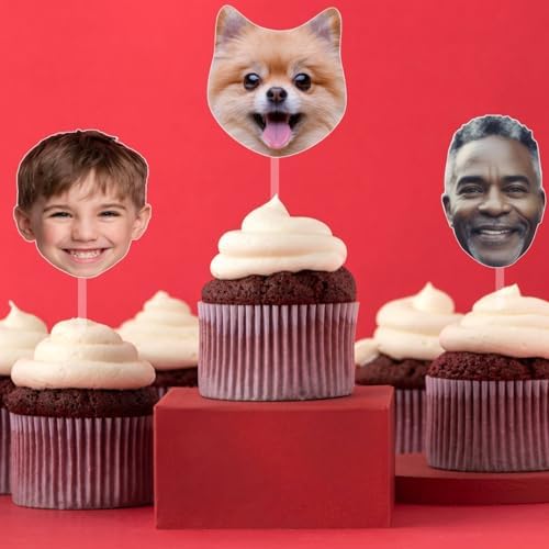 Face Cupcake Toppers 20PC | Custom Photo Image Picture Cupcake Picks | Personalized Table Bar Decorations | Food Fruit Appetizer Drink Club Sandwiches Hamburgers Picks | Funny Cute Unique Decorations - Image 2