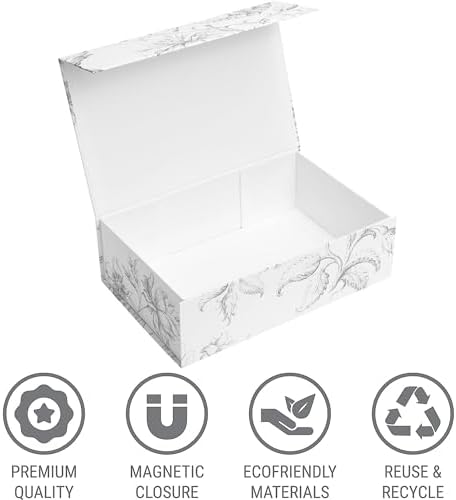 Luxury Keepsake Gift Box Silver Floral 11.5" x 7.5" x 3.5" (3-Pack) - Image 5