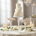 Cream White 3Pcs Metal Round Elegant Cake Stand Set Dessert Display - Image 6