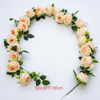2Pcs 12Ft Bendable Flower Garland Faux Rose Vine for Home Decor,Champagne - Image 3