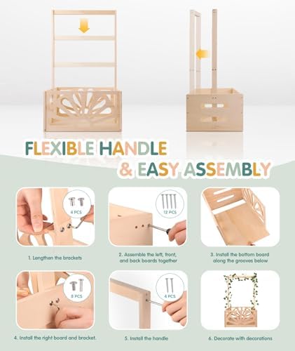 Wooden Baby Shower Crate Closet-Baby Shower Basket with Handle Hanger - Image 3