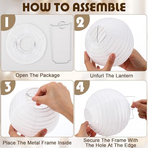 Treela 48 Pcs Paper Lanterns Party Decorations Round, White - Image 2