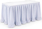 Flutesan 14 ft Blue Stripped Table Skirt for Rectangle Tables by Flutesan