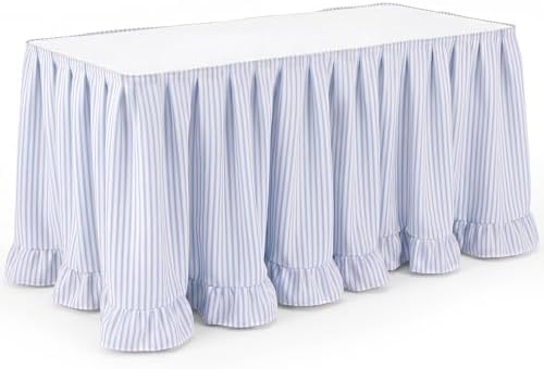 Flutesan 14 ft Blue Stripped Table Skirt for Rectangle Tables by Flutesan