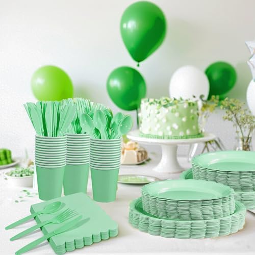 LIYH 350Pcs Sage Green Party Supplies, Mint Green Paper Plates And Napkins - Image 5