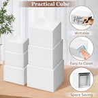 6Pcs White Buffet Risers Set (Size 5",6",7",8",9",10"),Food Risers for Buffet Table Display Stand Shelf for Party Catering Dessert Collectibles Acrylic Cube Boxes Display with Hollow Bottoms - Image 4