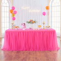 108in Hot Pink Tulle Table Skirts for Rectangle Tables 6/8/4ft, 2-Layer Ruffle Tulle Tutu Fuchsia Cloth Table Skirt 9ft for Barbie Birthday Party Wedding Baby Shower Cake Dessert(No Table Top Cover) by ENJOYYOURPARTY