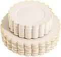 LIYH 60 Pcs Ivory and Gold Scalloped Plastic Plates - Disposable Fancy Combo Plates Includes 30 Dinner Plate 10.25" and 30 Dessert Plate 7.5" Plastic Heavy Weight Party Tableware Dishes by LIYHLoveinyourheart