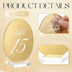 Novabright 1-15 Oval Wedding Table Number Plates with Transparent Stand - Image 3