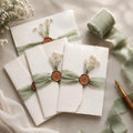 Whaline 120 Sets Wedding Invitation Kits Invite Card Envelopes with Artificial Baby's Breath Sage Green Ribbons Wax Seal Stickers for Bridal Shower Birthday DIY Crafts, 5 x 7 Inch by Whaline