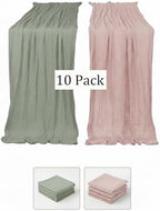 Cheesecloth Table Runner 10 Pack Sage Green and Dusty Pink, Boho Gauze Table Runner 10Ft 120 Inches Long for Wedding Decor, Party & Home Table Decoration - Image 3