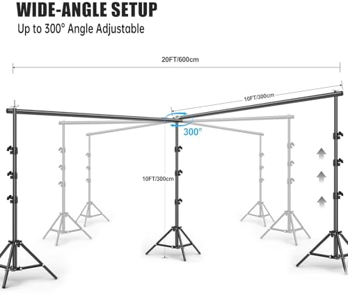 10x20FT Backdrop Support Stand for Photography，Adjustable Width & Length Backdrop Stand Background Support System Kit for Photo Video Studio Shooting, Party, Outdoor, Wedding - Image 2