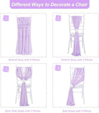 Fanqisi Light Purple Chair Sashes 48 Packs 8ft Long Tulle Draping Fabric Sheer Church Chair Cover Bulk - Wedding Aisle Chairs Decor - Image 3