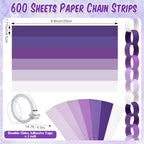 TaoBary Purple Baby Shower Decorations, 6 Roll Purple Streamers 600 Paper Chain Garland 4 Star Hanging 2 Felt Pennant Flag 2 Paper Fans Garland 6 Four Leaf Clover Streamer for Butterfly Birthday Party - Image 4