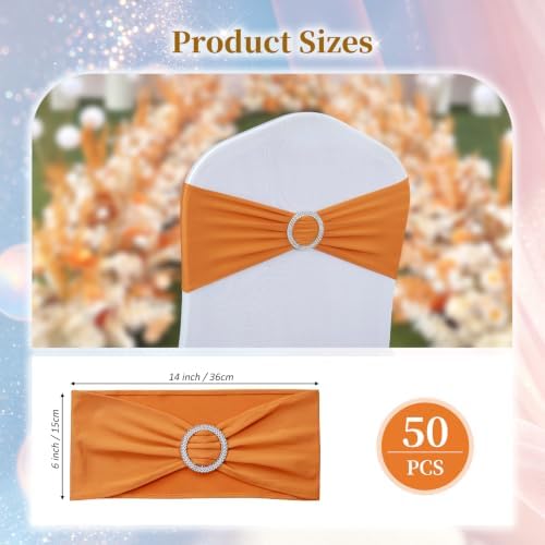 Babenest 50PCS Spandex Chair Sashes Bows with Buckle for Wedding Orange - Image 6