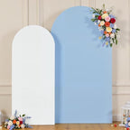 White Blue Arch Covers 7.2FT 6FT Set of 2 Backdrop Covers Stretchy Spandex Baby Shower Arch Cover for Wedding Birthday Graduation Bridal Shower Banquet Party Decor Photo Booth Balloon Arch Backdrop - Image 5