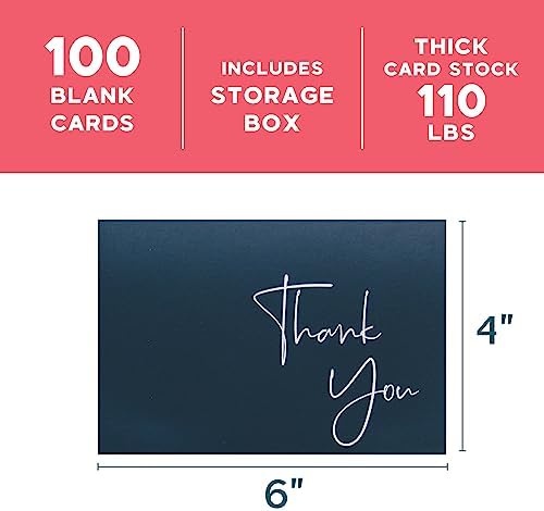 VNS Creations Thank You Cards With Envelopes - 100 Pack 4 x 6 - Navy Blue - Image 6