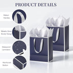 Saking 50 Pcs Medium Gift Bags Bulk with Handles and Tissue Paper 8x5x10 In - Image 3