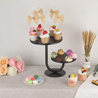 2 Tier Cake Stand, Metal Cupcake Stand Dessert Display Trays of 10/8 Inch, Tall Cake Stand for Wedding, Baby Shower, Home Decor, Throw Events and Parties (Matte Black) - Image 5