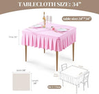 Wish Care 2 Pack Pink Spandex Tablecloths for 34x34 Inch Square Tables, Stretch Fitted Table Clothes with Pleated Ruffle Skirt for 34” Table, Wrinkle Free and Elastic, for Party Kitchen Home Dining - Image 4