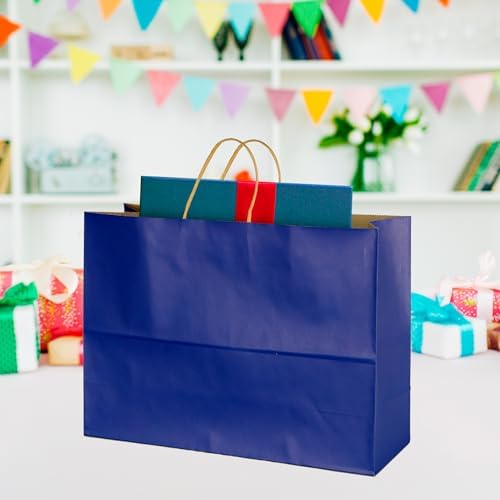 BLEWINDZ 70Pcs Large Paper Bags with Handles, 16x6x12 Inches Dark Blue Paper Shopping Bags for Small Business, Large Kraft Gift Bag Bulk for Grocery Mechandise Retail - Image 5