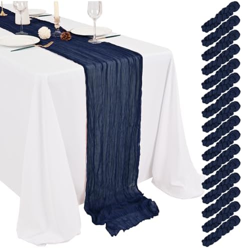 Showgeous 16 Pack Navy Blue Cheesecloth Table Runner 17 x 108 Inch by Showgeous
