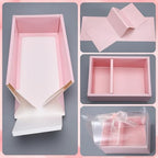 Honeydak 10 Pcs Cake Flower Clear Gift Boxes with Handle 4 in, Pink, Bow - Image 3
