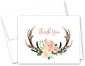 InvitationHouse Floral Oh Deer Rustic Antler Baby Shower Thank You Cards - Set of 50 (Peach Floral) by InvitationHouse