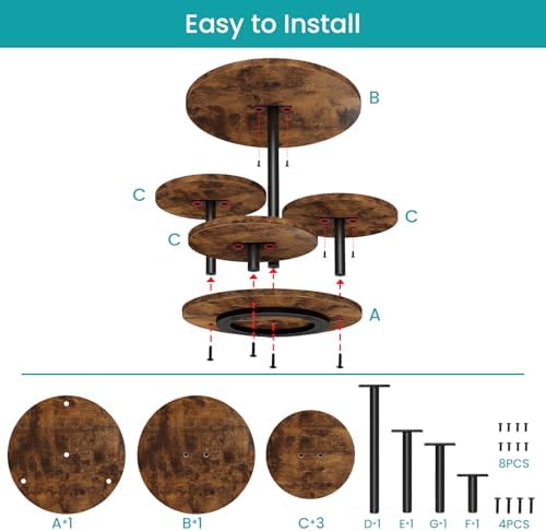 ELITEROO 4 Tier Round Cupcake Tower Stand for 50 Cupcakes, 360° Rotating Wood Cake Stand with Tiered Trays, Farmhouse Cookie Stand for Dessert Table Display for Wedding Birthday Baby Shower Tea Party - Image 5
