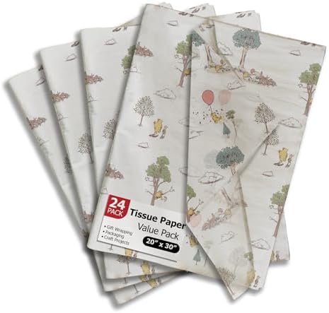 24 Pooh Bear Print and 24 Peter Rabbit Printed Tissue Paper - Tissue Paper for Gift Bags, Boxes, Wrapping, Packaging & More - Gift Wrapper - Decorative Papers - Arts & Crafts - 20" x 30" (48 Sheets) - Image 2