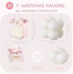 ACITHGL 30 Sets Small Bubble Candle Wedding Candles Favors for Guests Bulk Bridal Shower Favors Candles with Stylish Ribbons Thank You Cards Gifts (Shimmering Pink) - Image 2