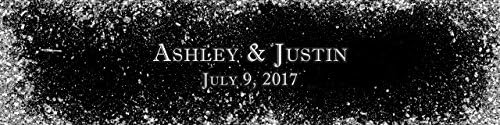 100 Silver Glitter On Black Wedding Anniversary Engagement Party Water Bottle Labels Bridal Shower Birthday - Image 2