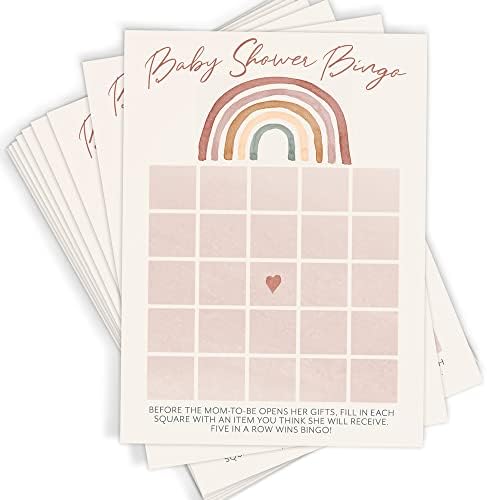 Printed Party Baby Shower Game Set – 4 Games & Activities for 30 Guests, Includes Bingo, Emoji Guessing, Price is Right, and Guess Who Trivia, Boho Rainbow Theme for Baby Girl (Pack of 2) - Image 4