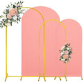 7.2FT, 6FT Wedding Arch Stand and Matching Dusty Rose Spandex Fitted Backdrop Cover Set, Round Top Chiara Stands for Birthday Party Baby Shower Decor (Dusty Rose) by JALANCY
