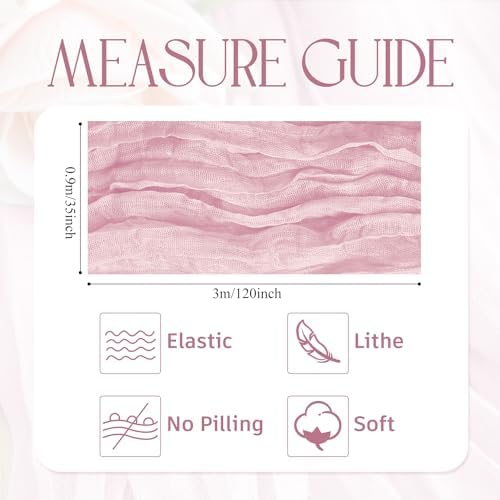 Wokceer Cheesecloth Table Runner Blush Pink 10FT Boho Gauze Runner, 12 Pack - Image 2