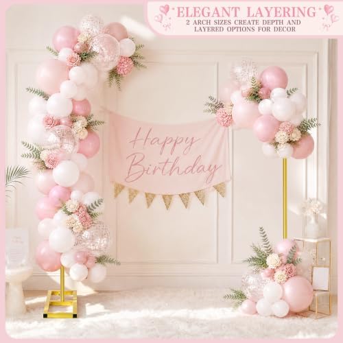 RELBRO Half Arch Balloon Backdrop Stand with Base, 7.2 x 5.9 Feet, Gold - Image 3