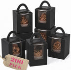 Bakepacker Auto-pop up Cupcake Boxes With Window, Black, 200 Count by Bakepacker