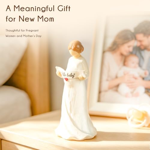 New Mom Gifts, First Mothers Day Birthday Gifts for New Mom, Pregnant Woman Holding Sign Figurine, Home & Bedside Decor - Image 2