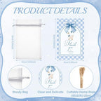 Vesici 50 Sets Silly Goose Party Favors for Guests Include Baby Shower Shot Glass and Card Organza Bag for Birthday Baby Shower Goose Party Supplies (Blue) - Image 4