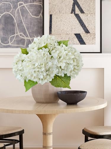 ZYTUYO 20 inches 4 Pcs Ivory White Real Touch Hydrangea Artificial Flowers Boho Lifelike Real Looking Latex Hydrangeas Flower with Long Stem for Home Decor Spring Table Centrepiece - Image 2