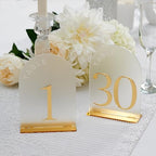 Frosted Arch Acrylic Table Numbers 1-30 with Stands - 5x7" Gold Mirror Wedding Table Numbers for Reception, Frosted Acrylic Table Signs with Holders for Banquet, Party, Anniversary, Event - Image 2