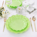 LIYH 24Pcs Green Unbreakable Plastic Plates for Birthday Scalloped - Image 6