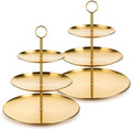 2 Pcs 3 Tiered Gold Cupcake Stand 3 Tier Stainless Steel Cupcake Stand with Removable Tiered Tray Gold Tiereds Dessert Stands Party Serving Trays Golds Cake Holder for Weddings Birthdays Decorations by Unknown
