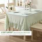 Pile Green White Gingham Ruffle Table Cloth Rectangular 120“x60” - Image 3