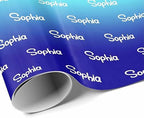 MyPupSocks Personalized Logo Wrapping Paper, Gradient Blue Custom Gift Wrapping Paper with Name Text for Teens Women Men Mom Dad Birthday Wedding Happy New Year 58x23 5 Rolls - Image 3